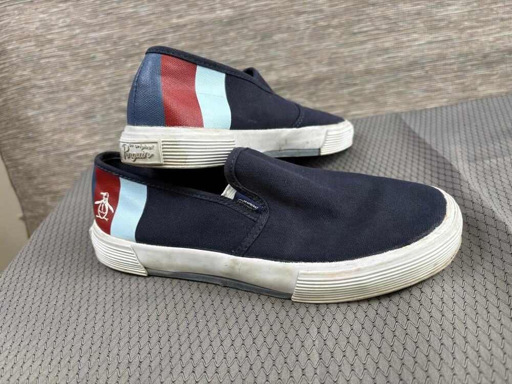 Original Penguin Shoes Mens Size 7 Blue Canvas Slip On Casual Comfort Sneakers